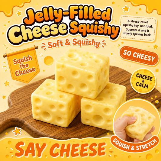 Jelly-filled cheese block squishy toy - S&S Village