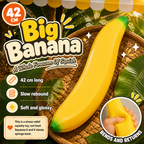 Big Banana Squishy poster - 42 cm slow-rebound banana squishy on a rattan tray with banana leaves