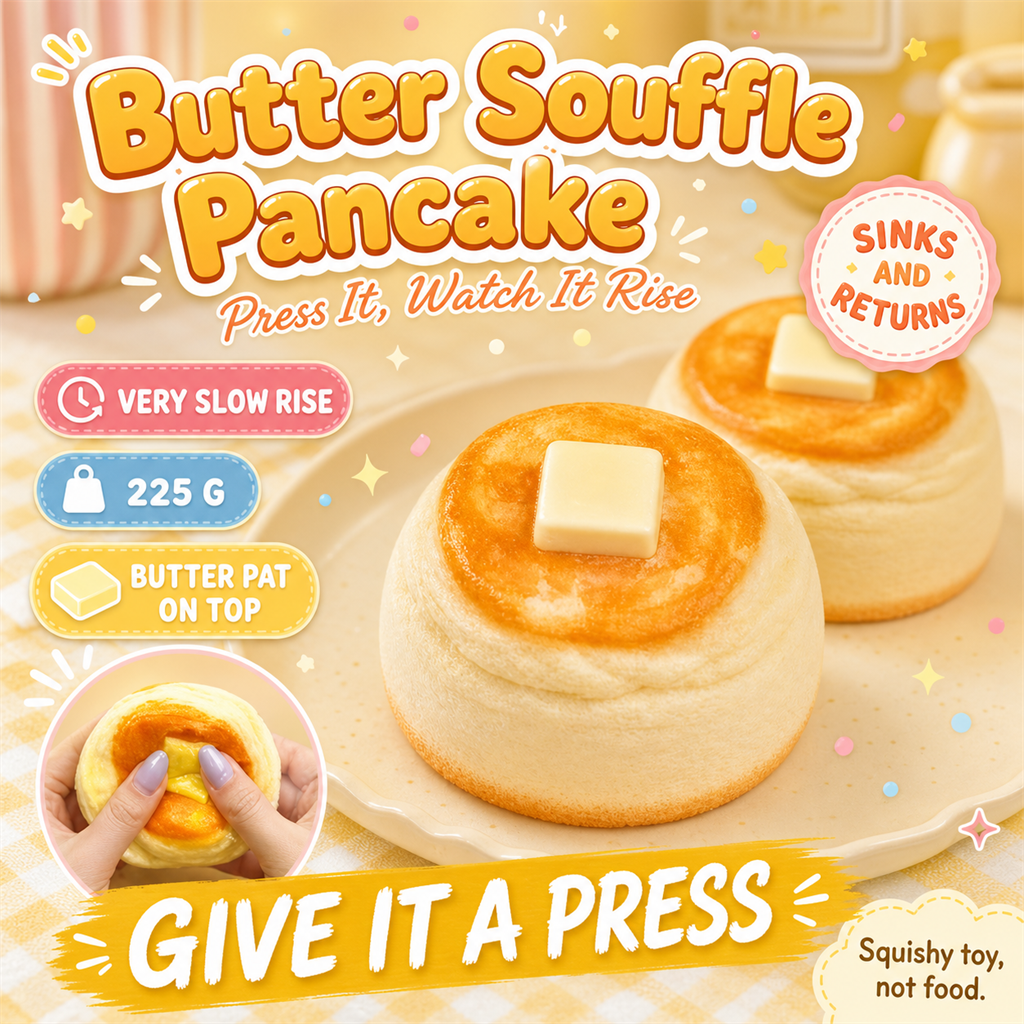 Butter Souffle Pancake Squishy poster - thick souffle pancake with a moulded butter pat on top