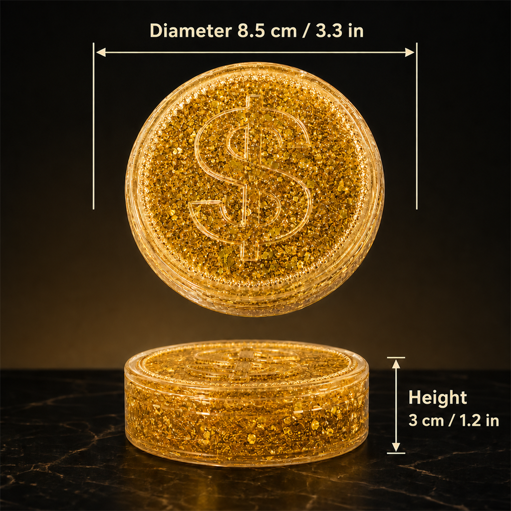 coin with dimensions in cm and inches