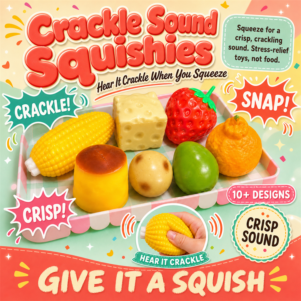 Crackle Sound Squishies poster - squishy food toys that crackle when squeezed