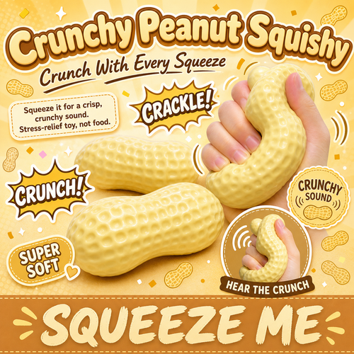 Crunchy Peanut Squishy — peanut stress toy that crackles when squeezed, S&S Village poster