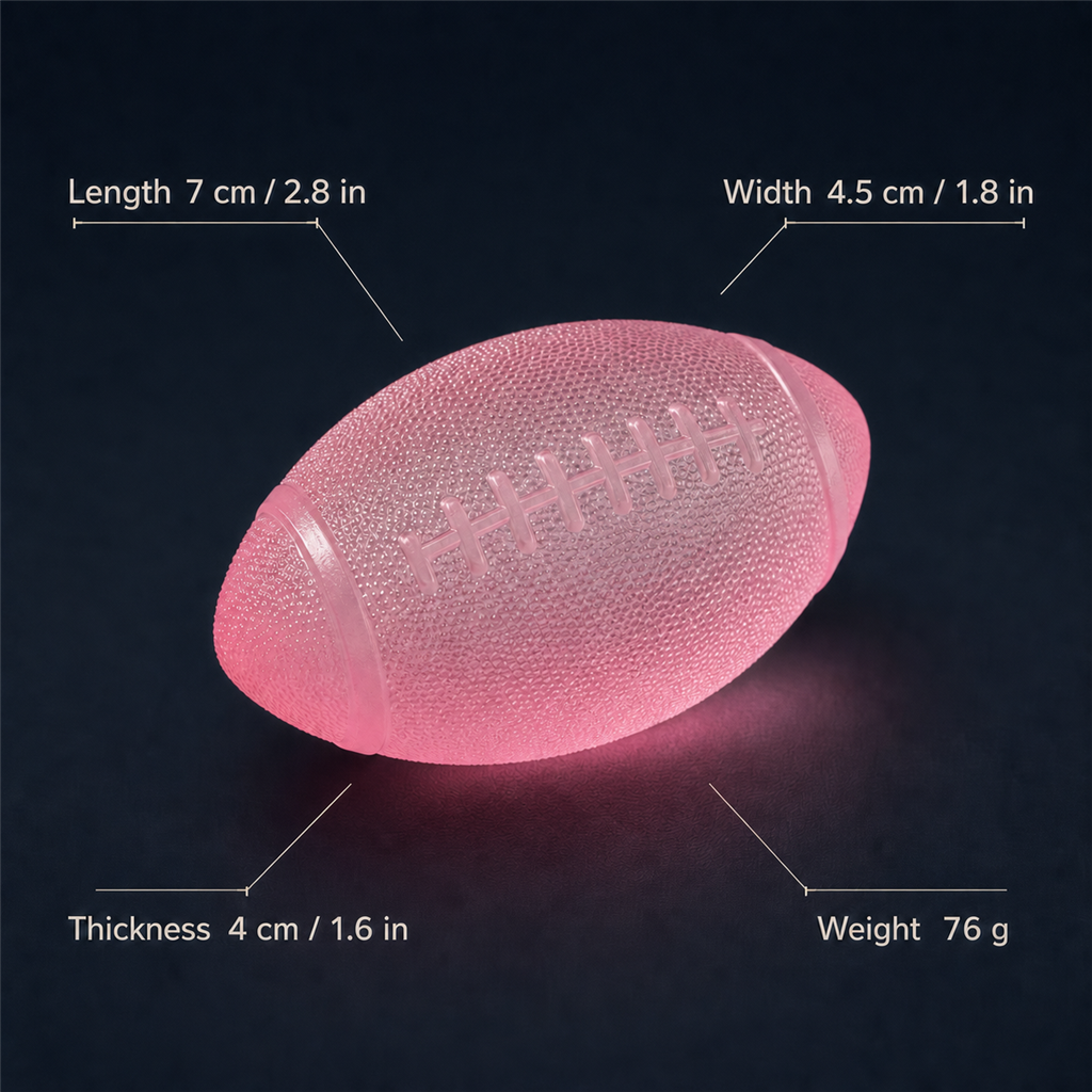 fball with dimensions in cm and inches