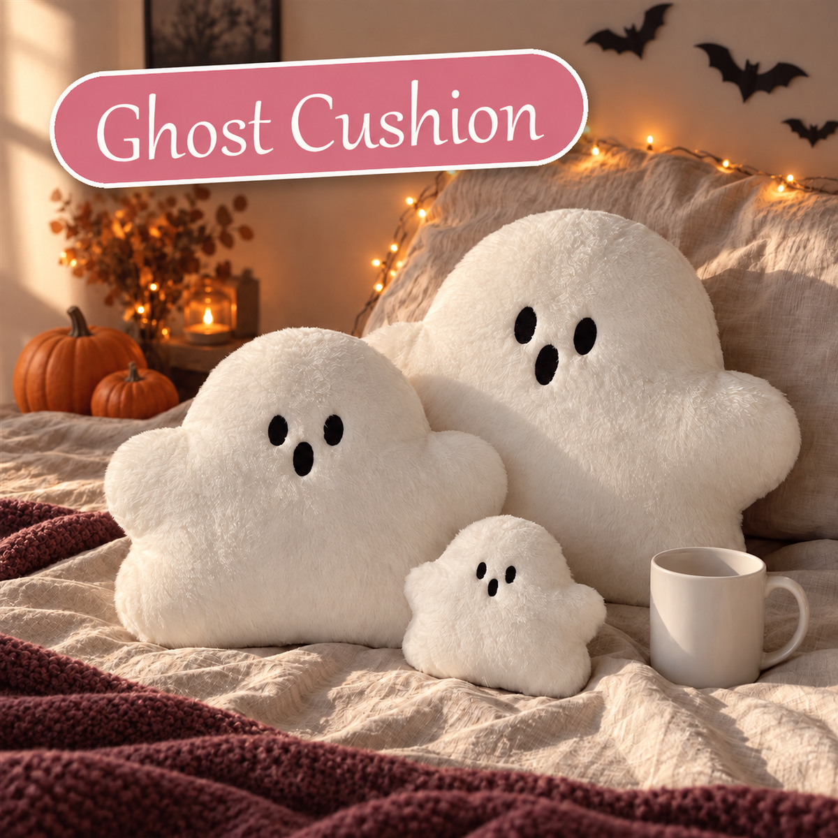Halloween Ghost Plush Cushion