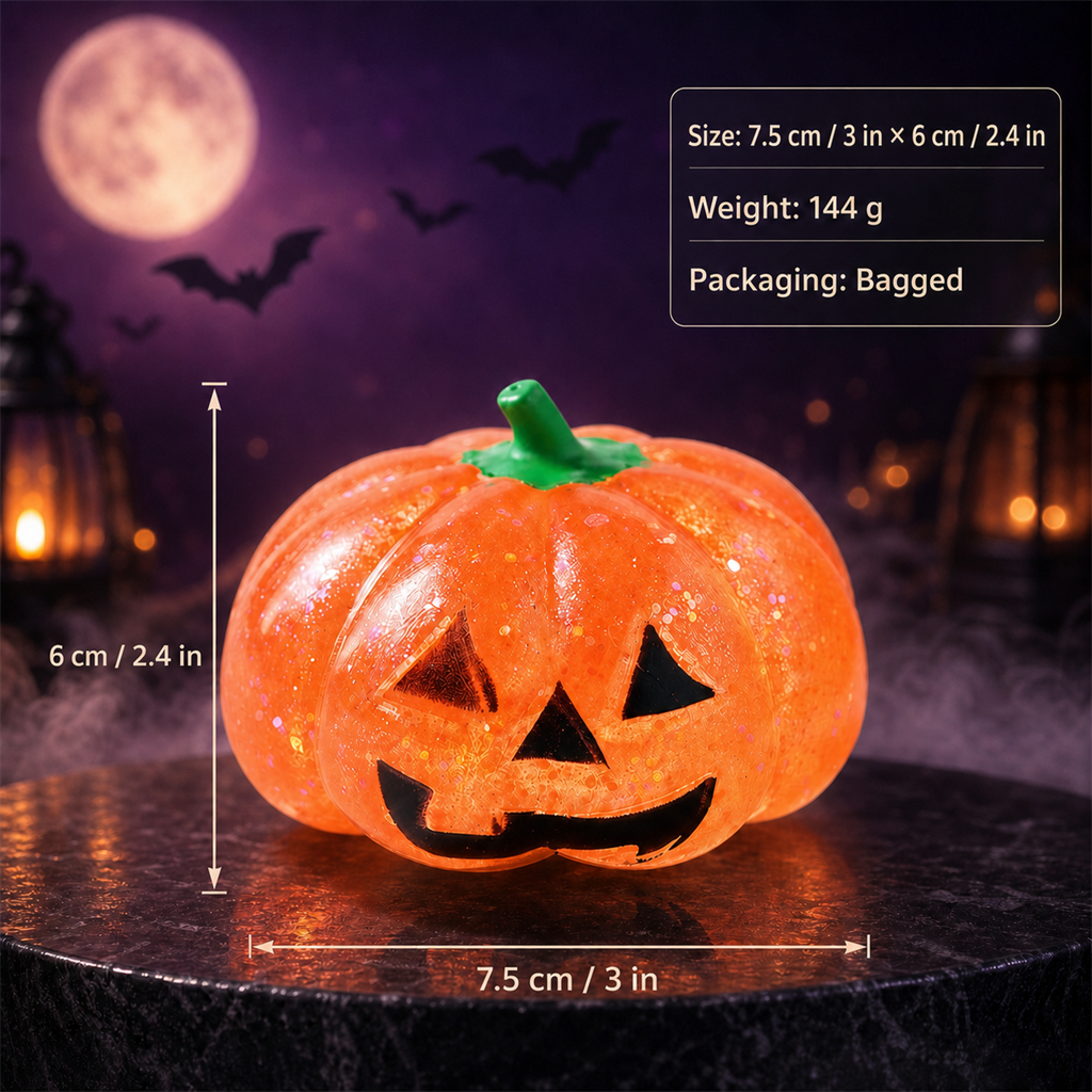 Halloween Pumpkin & Ghost Squishy dimensions in cm and inches