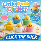 Little Duck Clicker poster - 3D-printed duckling pot clickers in five colours