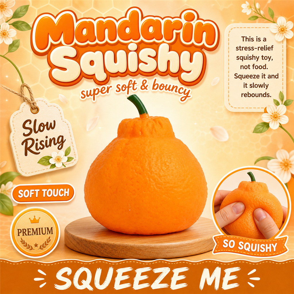 Mandarin orange squishy toy on a cream background - S&S Village