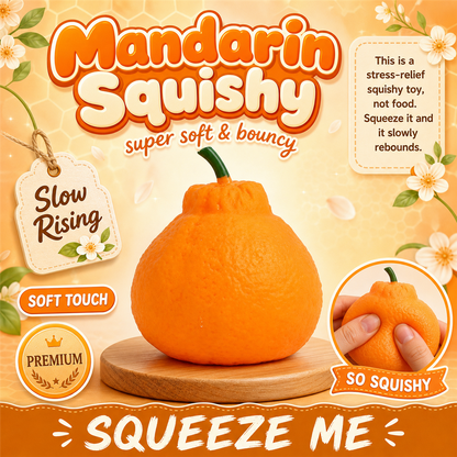 Mandarin orange squishy toy on a cream background - S&S Village