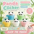 Panda Clicker poster - 3D-printed panda pot clickers in five colours