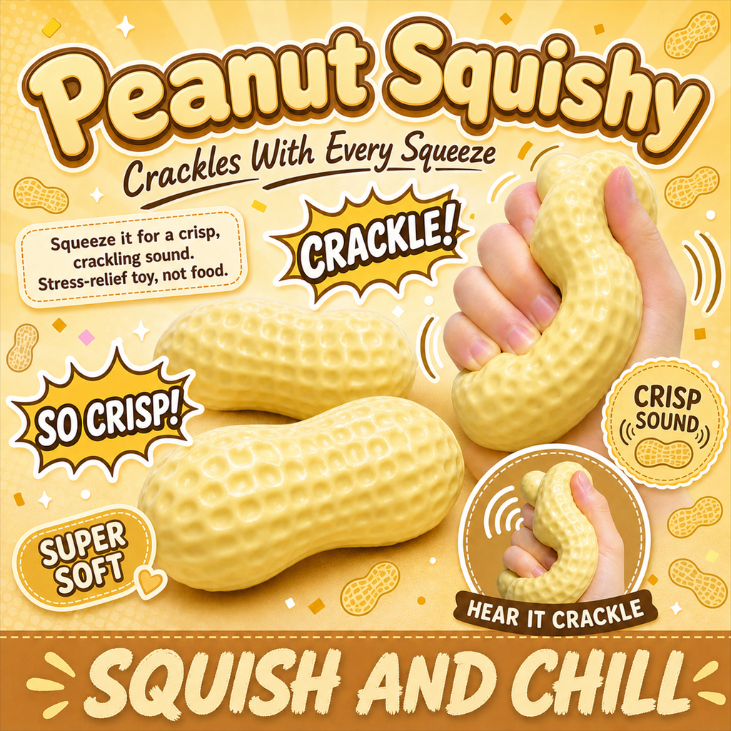 Peanut Squishy with Crackle Sound poster - soft peanut stress toy