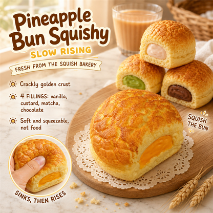Pineapple Bun Squishy - slow rising foam pineapple bun squishy with four fillings, S&S Village hero poster