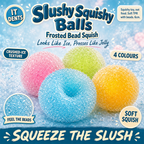 Slushy Squishy Balls - frosted bead squishy toys in blue, pink, green and yellow - S&S Village