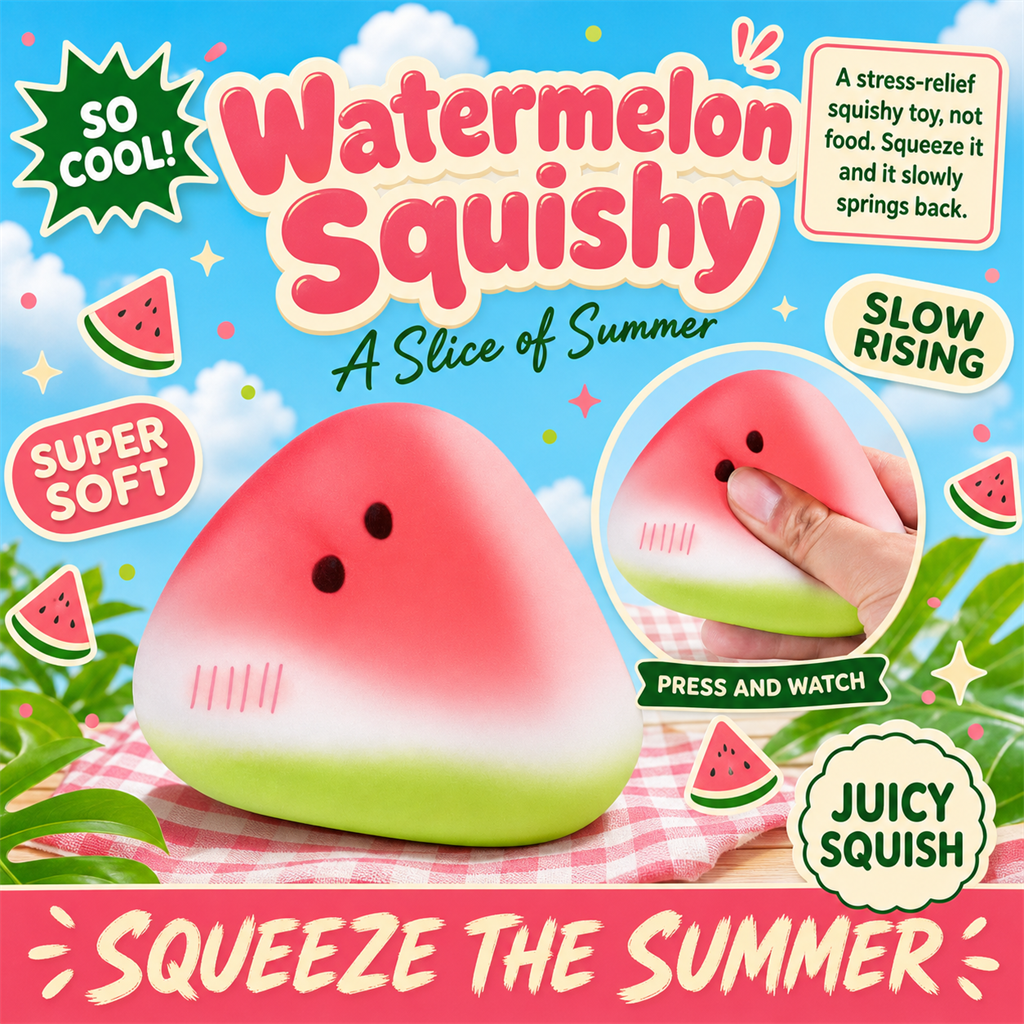 Watermelon Squishy poster - soft slow-rising watermelon wedge stress toy